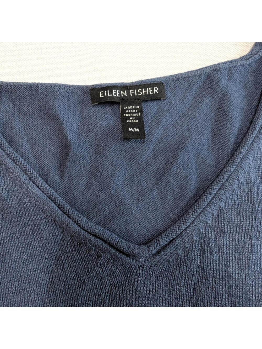 Eileen Fisher Roll Neck Lightweight Sweater Pullover Women M Blue Cotton Lyocell